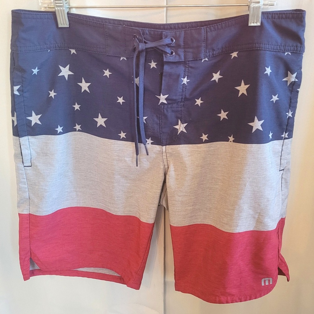Travis Mathew Mens Board Shorts 34 Stars and Stripes American Flag USA 21652